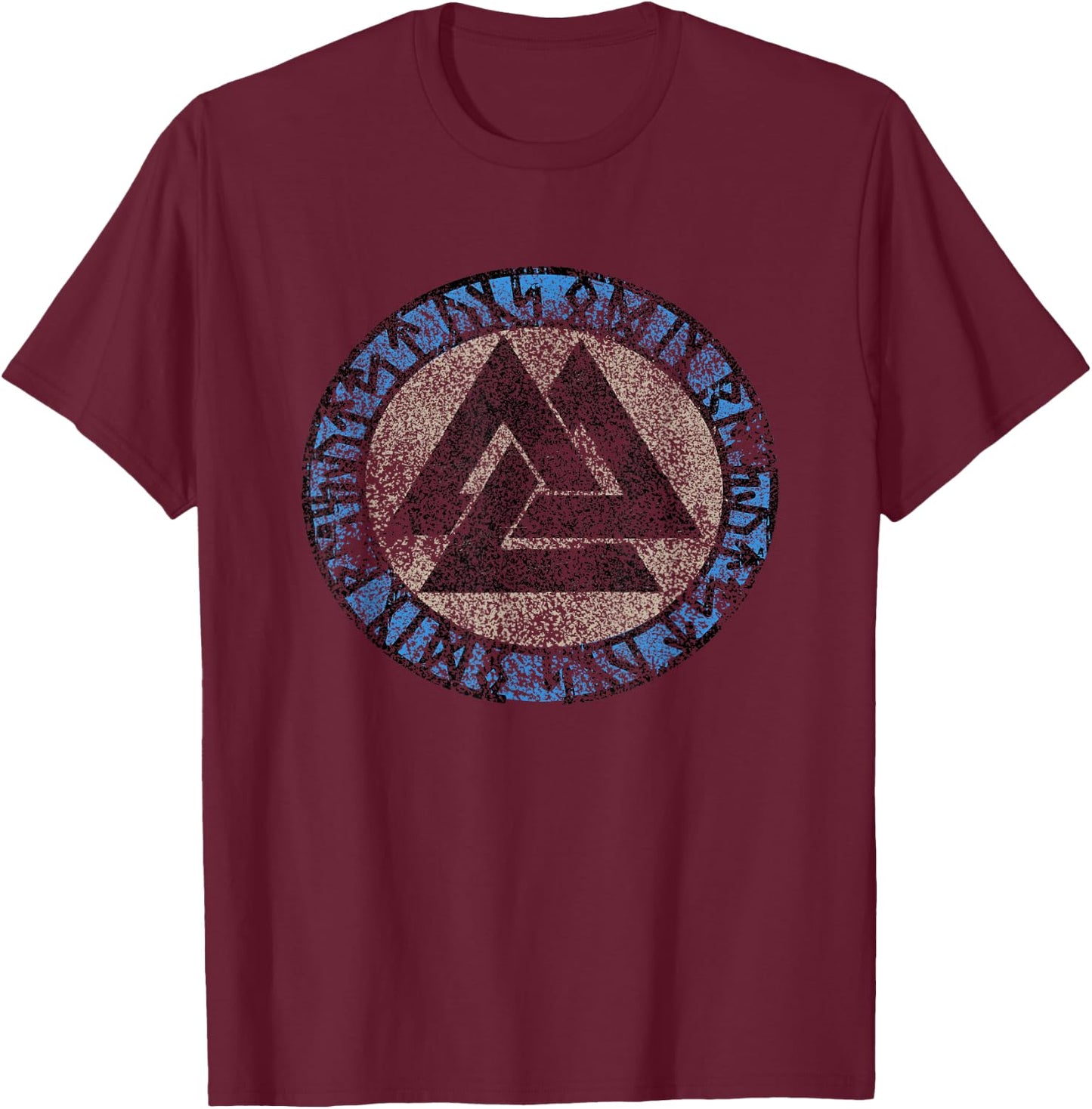 Viking Nordische Mythologie Wikinger Knoten Valknut Wotan , black T-Shirt - T-Shirt | Maroon