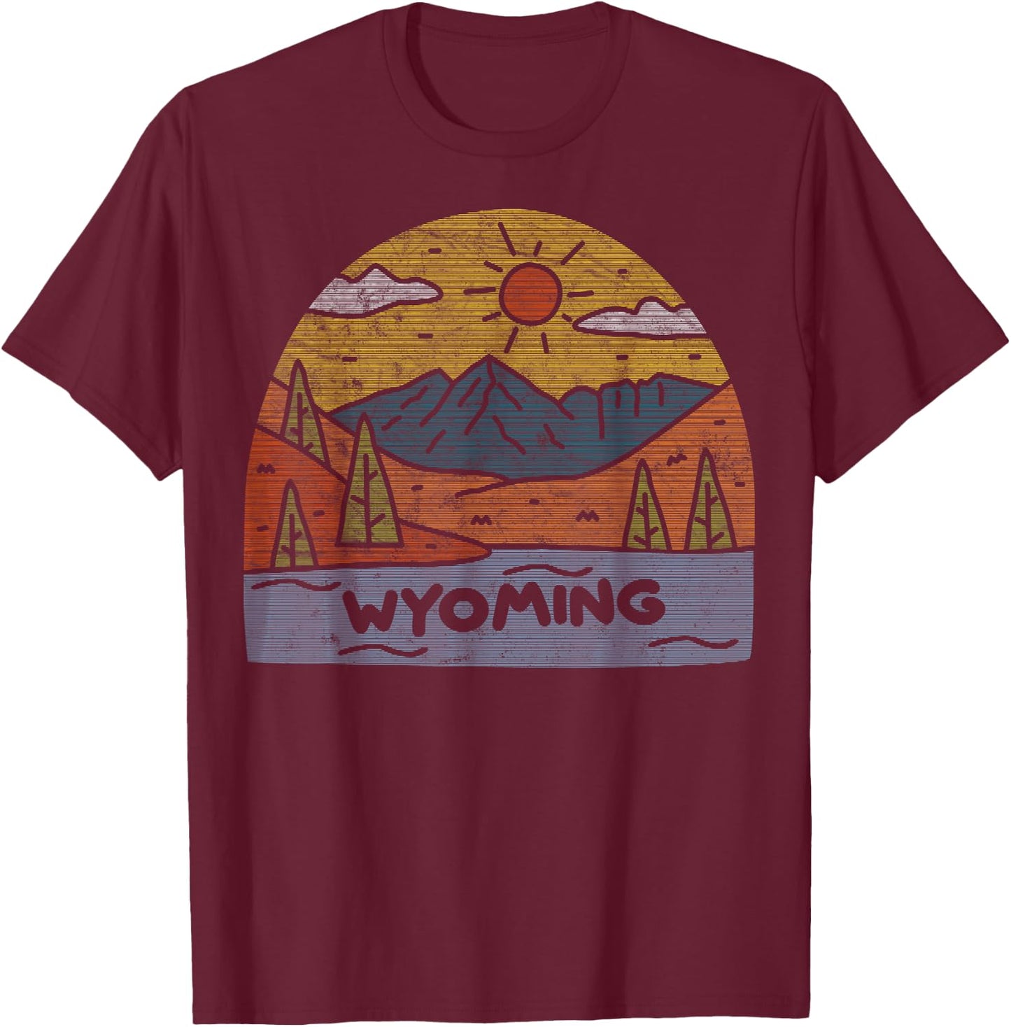 Wyoming Cowboy State National Park Grand Teton Jackson Hole T-Shirt - T-Shirt | Maroon