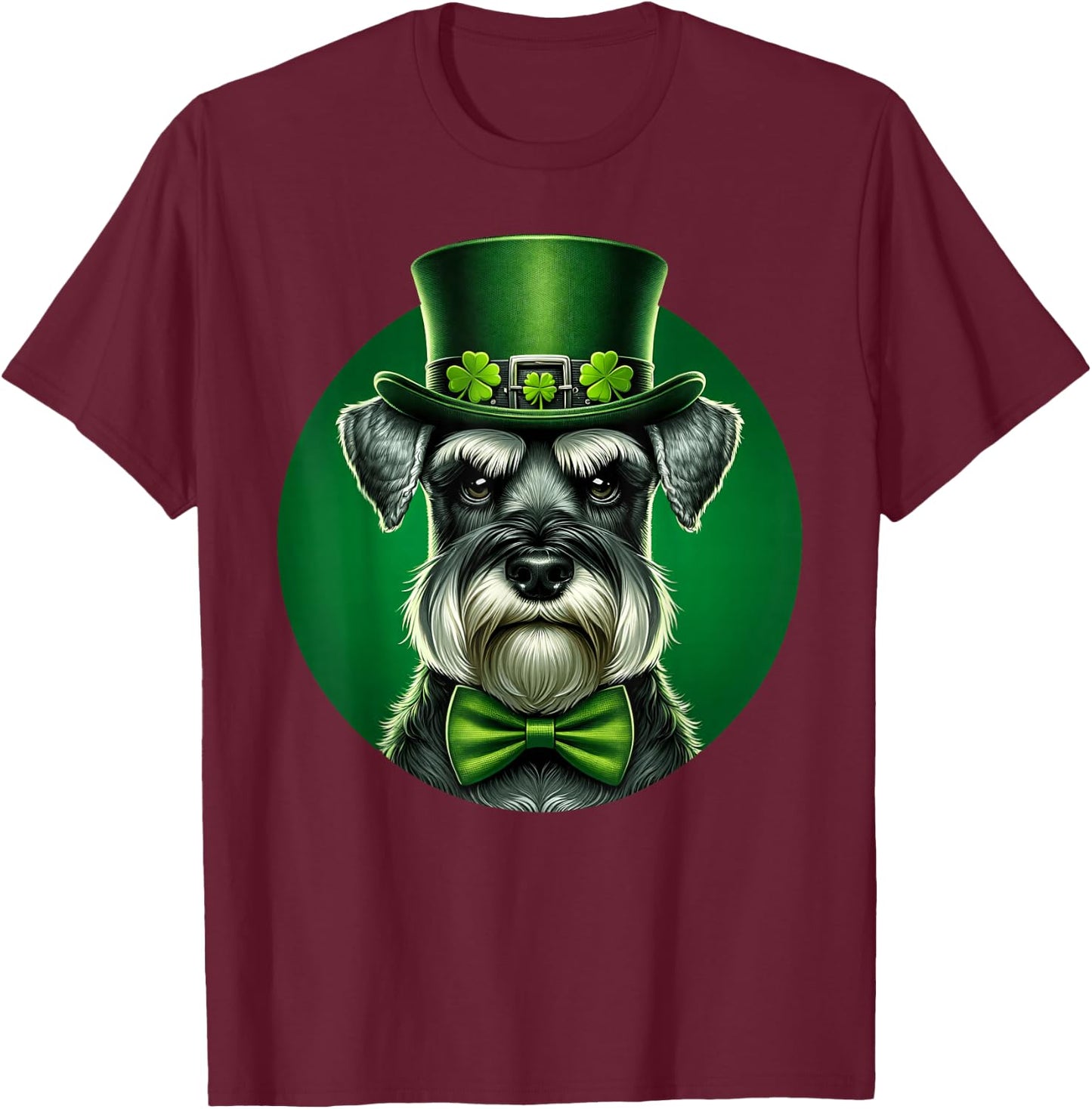 Funny Miniature Schnauzer Dog St Patricks Day Pet Lover T-Shirt - T-Shirt | Maroon