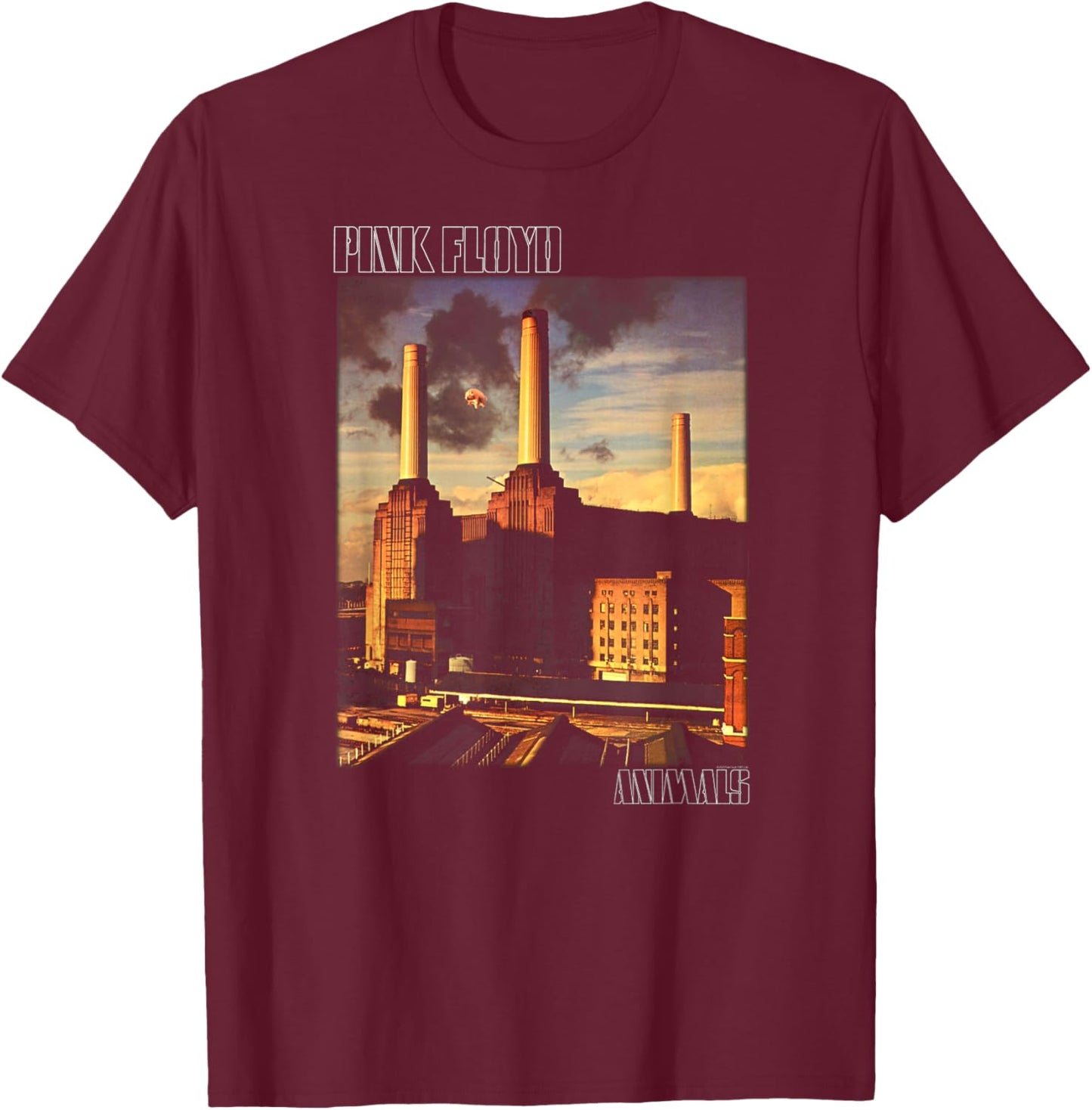 Offizielles Pink Floyd Animals Rock Band T-Shirt - T-Shirt | Maroon
