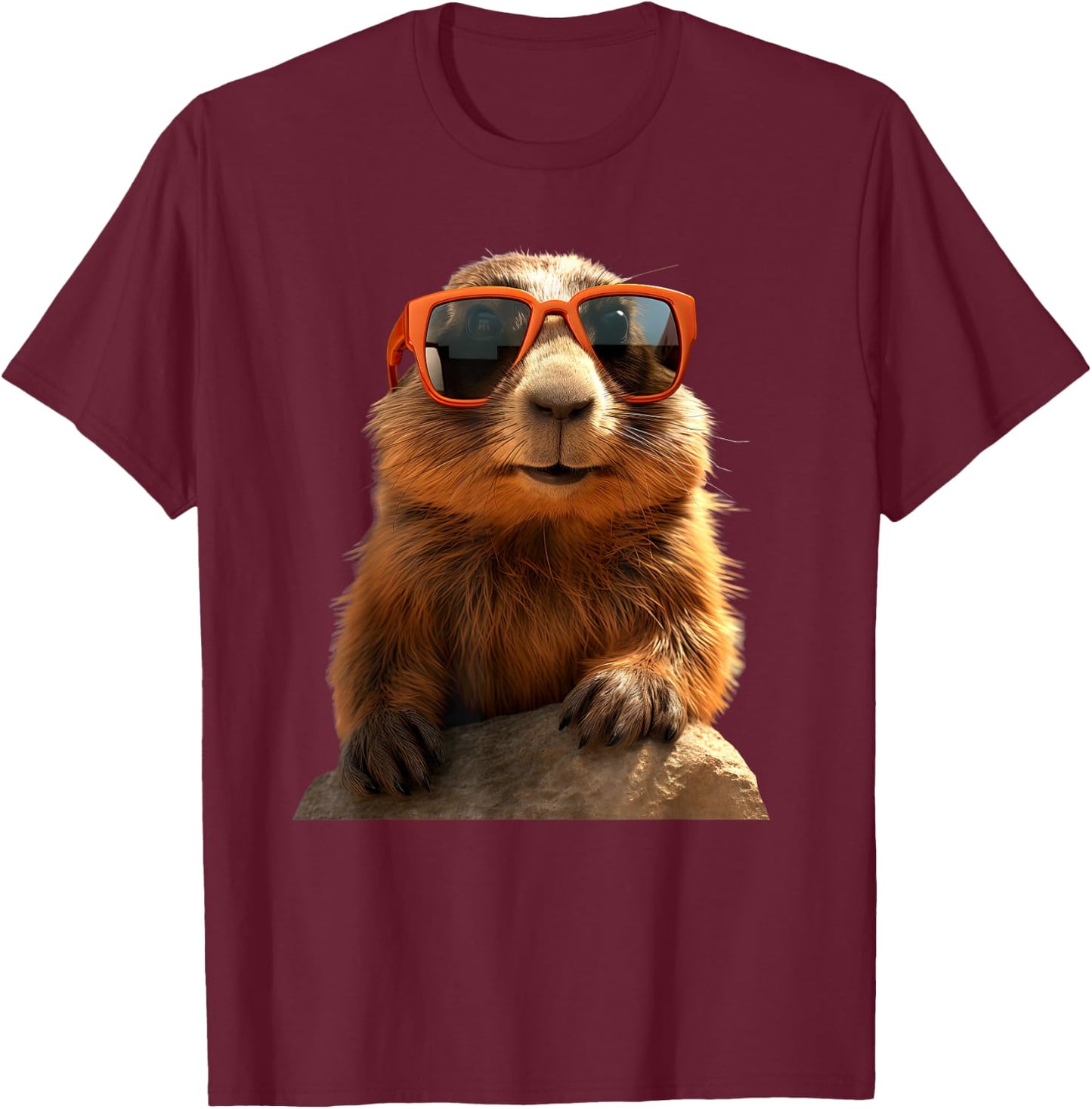 Marmot with Sunglasses Rodent Earth Squirrel Marmot , black T-Shirt - T-Shirt | Maroon