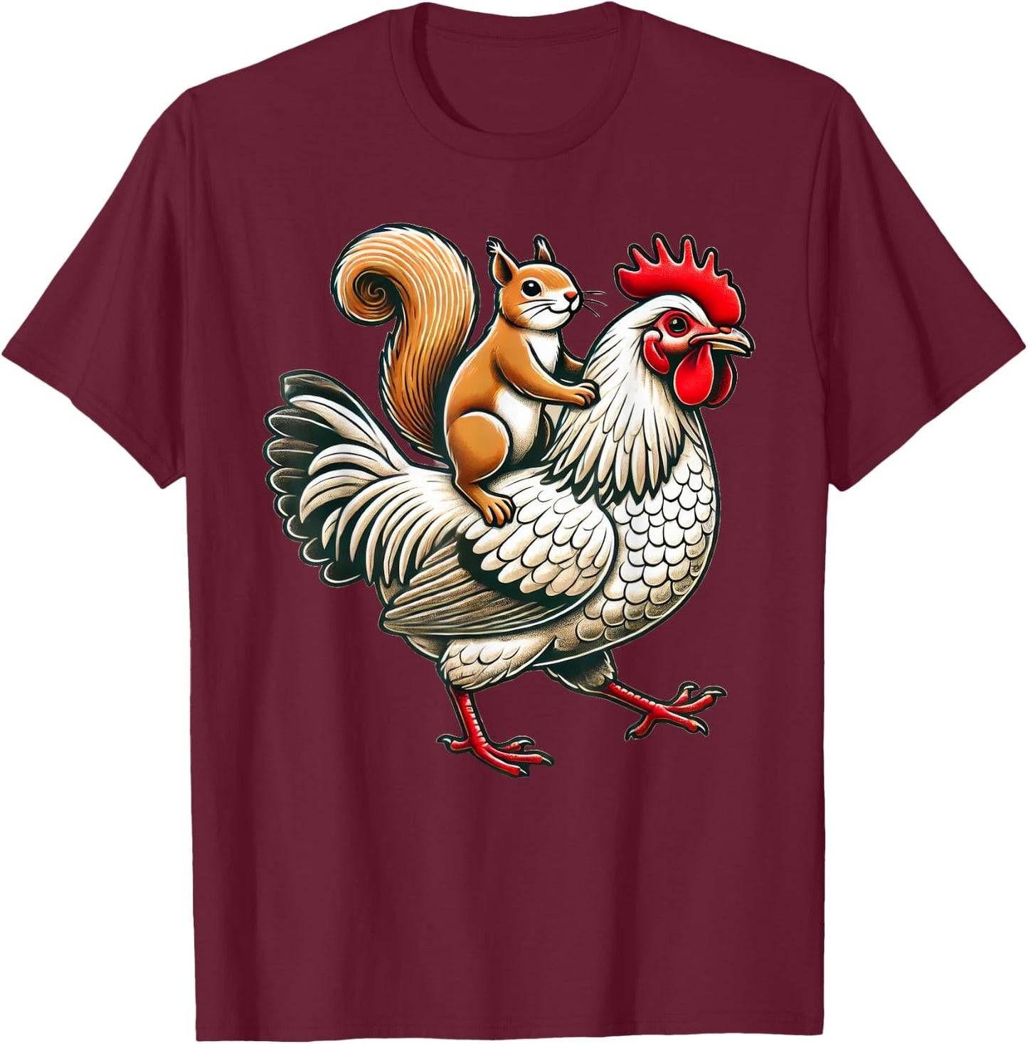 Cute Squirrel Chicken T-Shirt - T-Shirt | Maroon