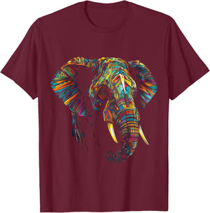 Elephant Animal Colourful Zoo Art Elephant T-Shirt - T-Shirt | Maroon