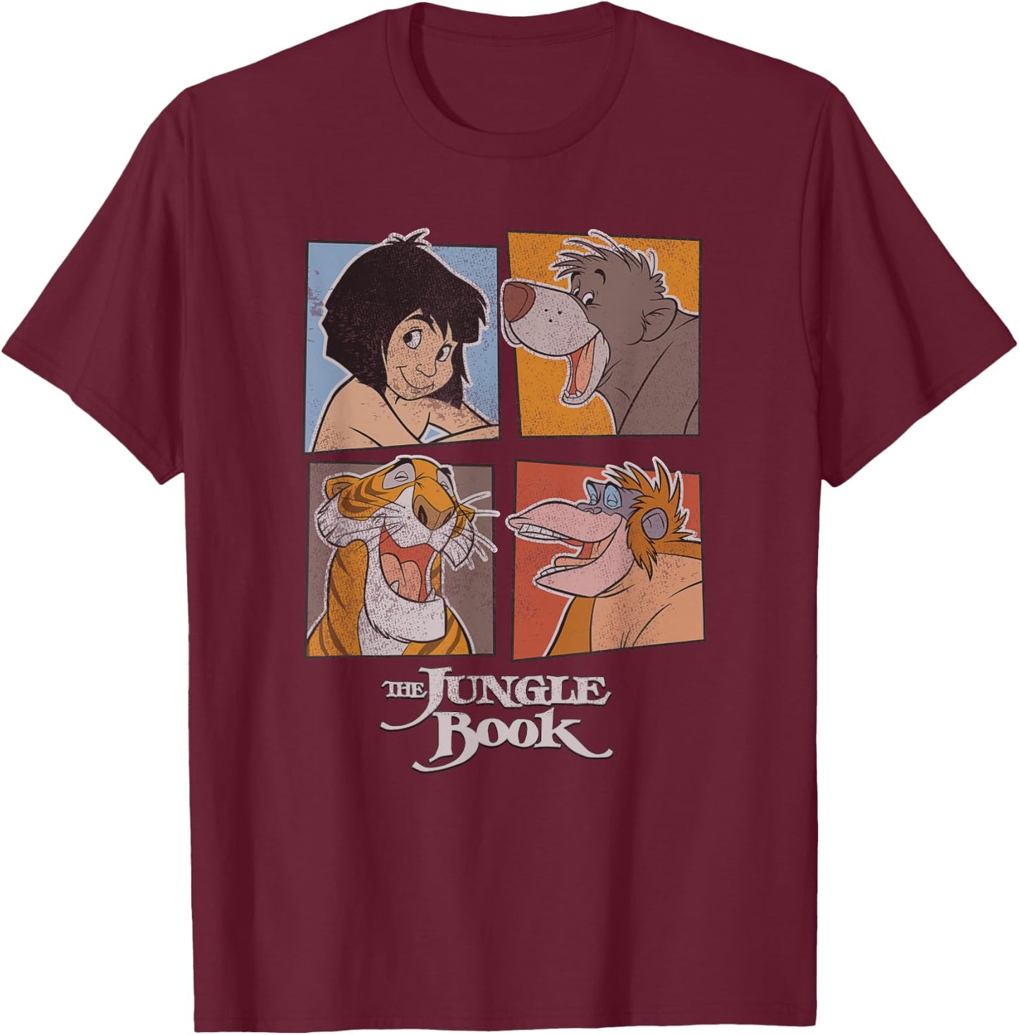 Disney The Jungle Book Character Box Up Poster T-Shirt - T-Shirt | Maroon