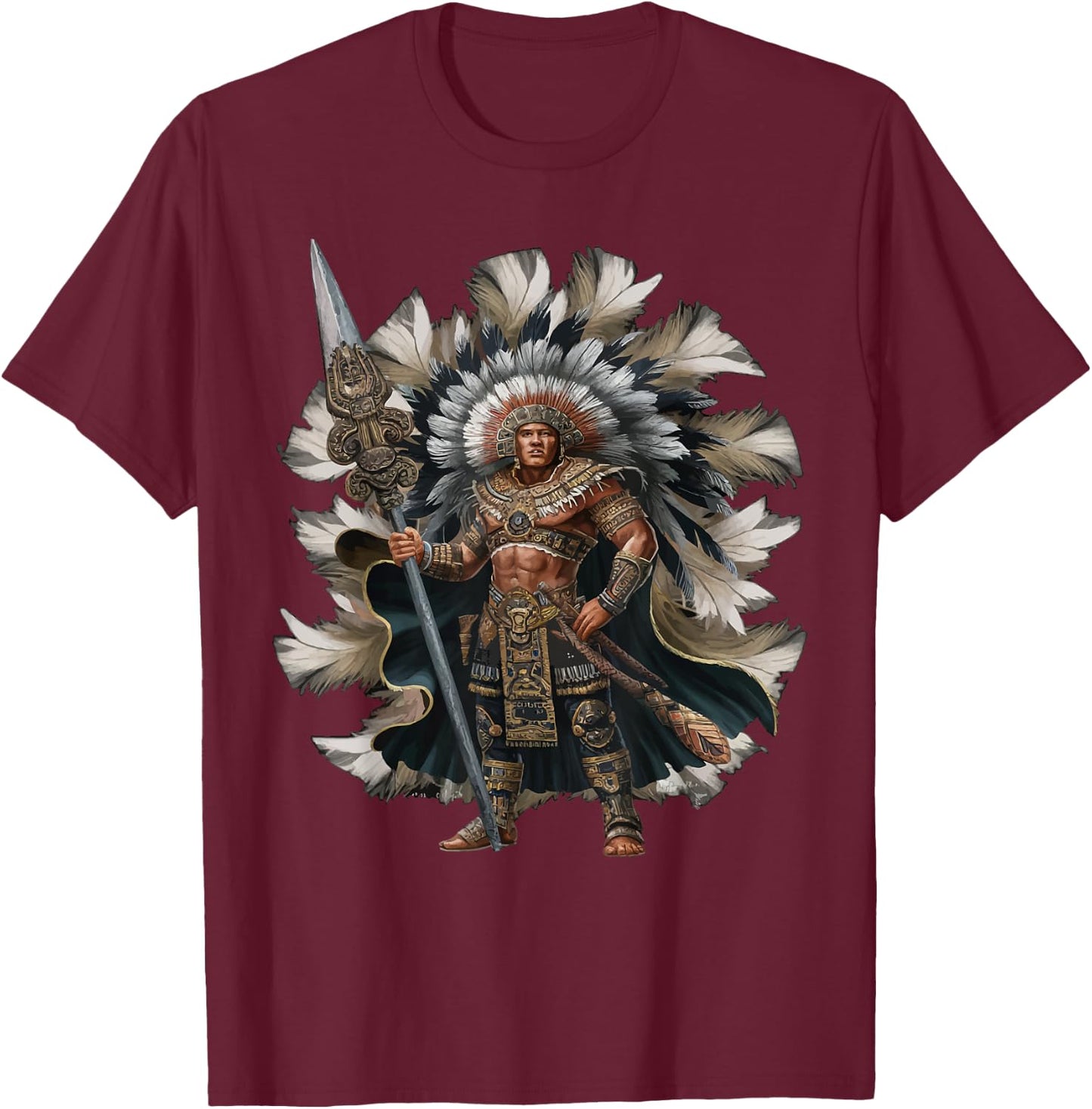 Aztec Warrior Mayan Indigenous Mexican Aztec Jaguar T-Shirt - T-Shirt | Maroon