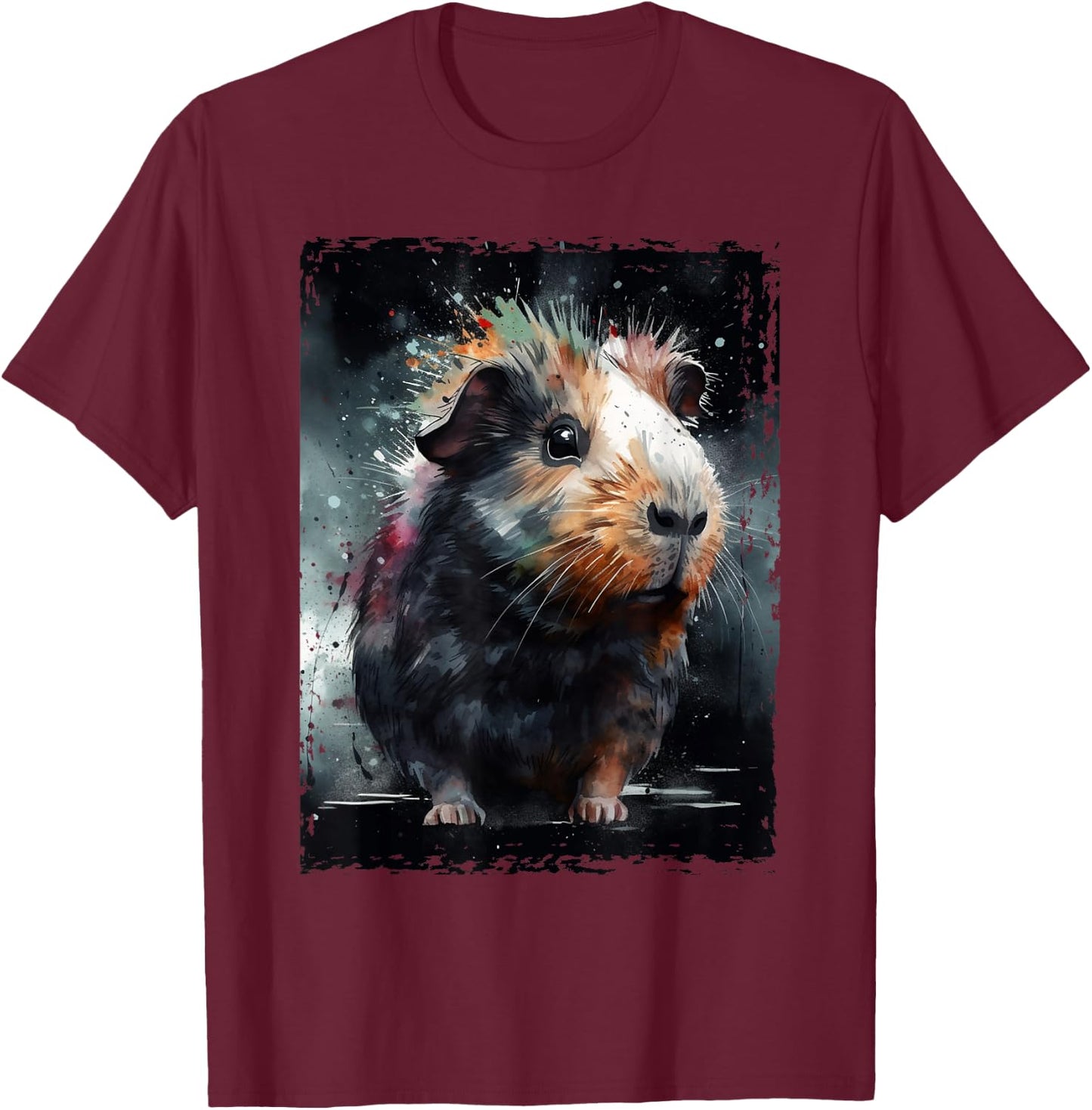 Guinea Pig Shirt Furry Potato Watercolor Guinea Pig Funny T-Shirt - T-Shirt | Maroon