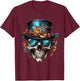 Steampunk Totenkopf Hut Zylinder Mechanik Zahnrad Cyborg T-Shirt - T-Shirt | Maroon