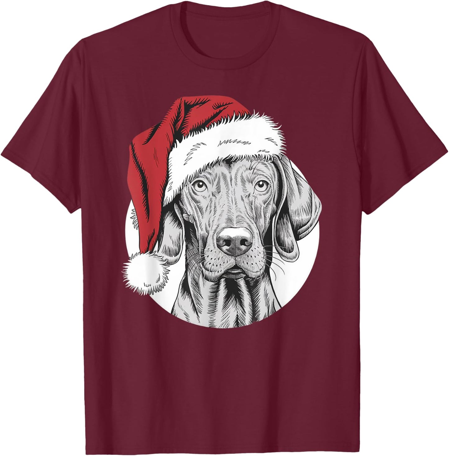 Joyful Vizsla Santa Dog on Vizsla Christmas Men Women Kids T-Shirt - T-Shirt | Maroon
