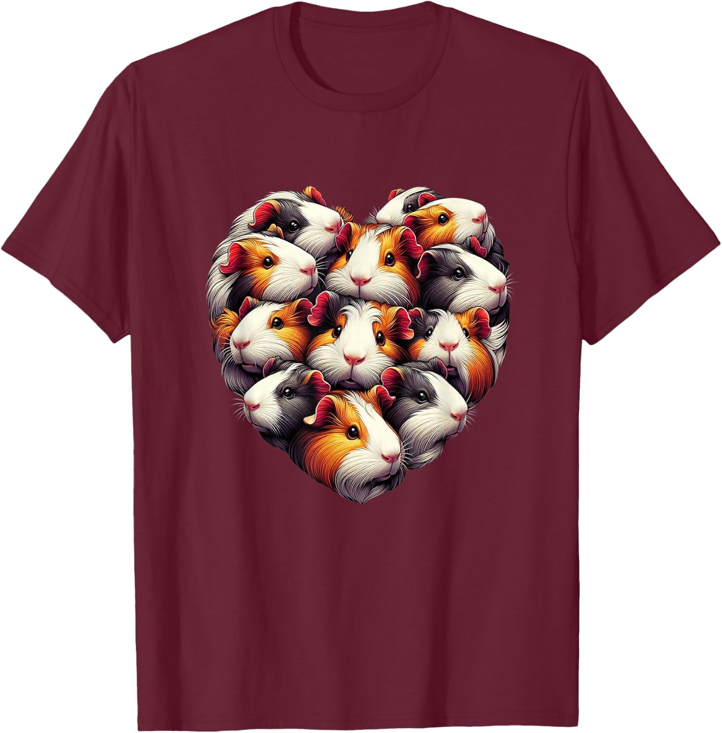 Guinea pigs Love Heart of Kids women Teen Girls T-Shirt - T-Shirt | Maroon