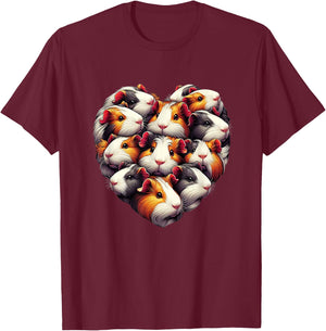 Guinea pigs Love Heart of Kids women Teen Girls T-Shirt - T-Shirt | Maroon