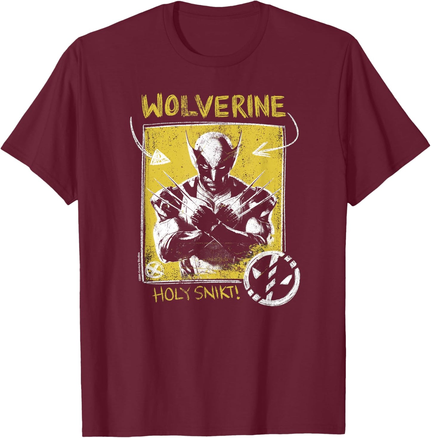 Marvel Deadpool & Wolverine Holy Snikt Wolverine , Black, S T-Shirt - T-Shirt | Maroon