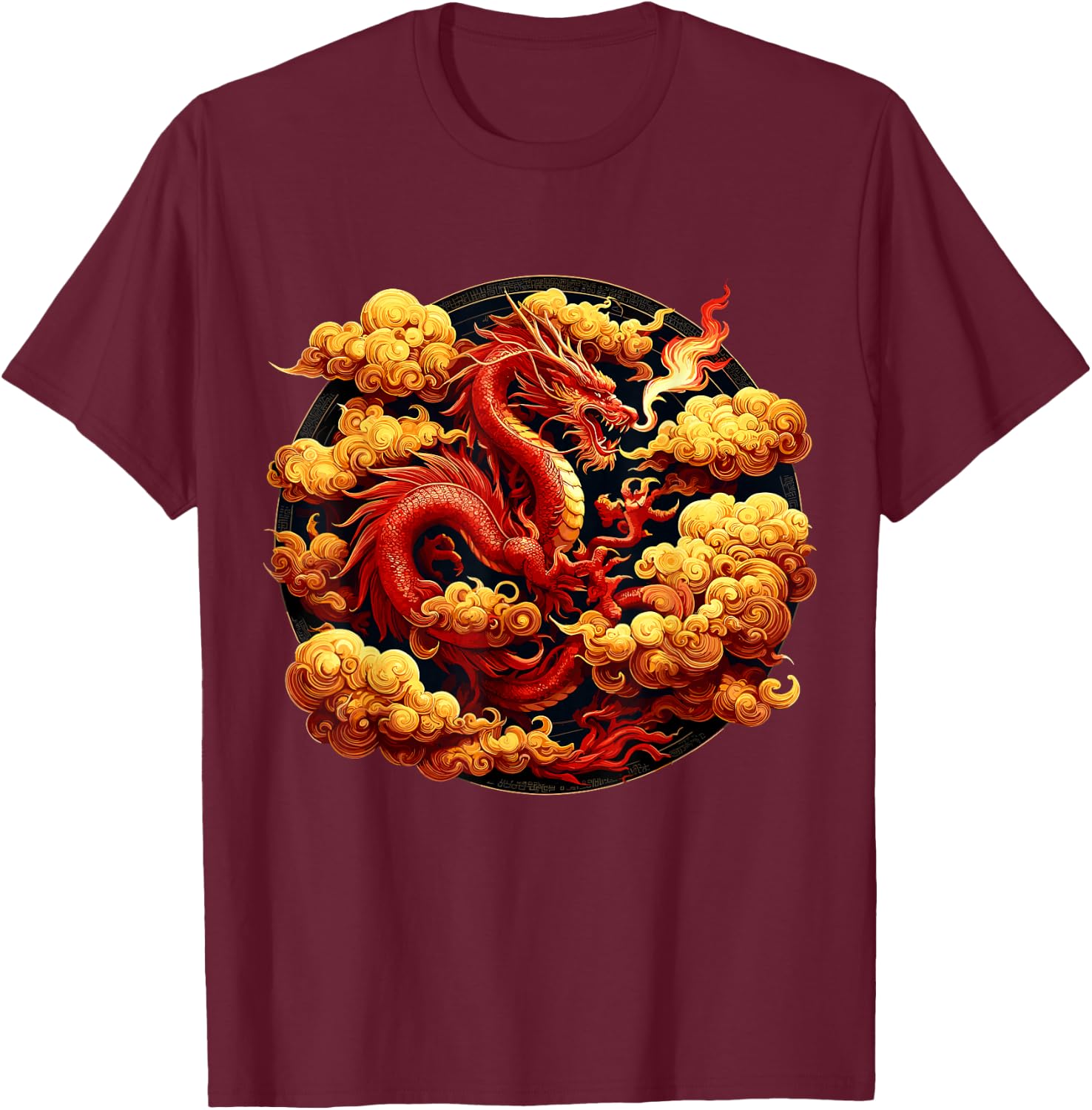 Red Dragon Mythical Fire Breathe Red Fire Dragon T-Shirt - T-Shirt | Maroon