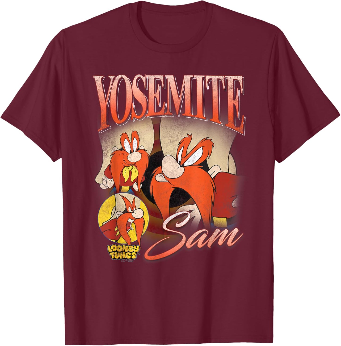 Looney Tunes Bootleg Yosemite Sam T-Shirt - T-Shirt | Maroon