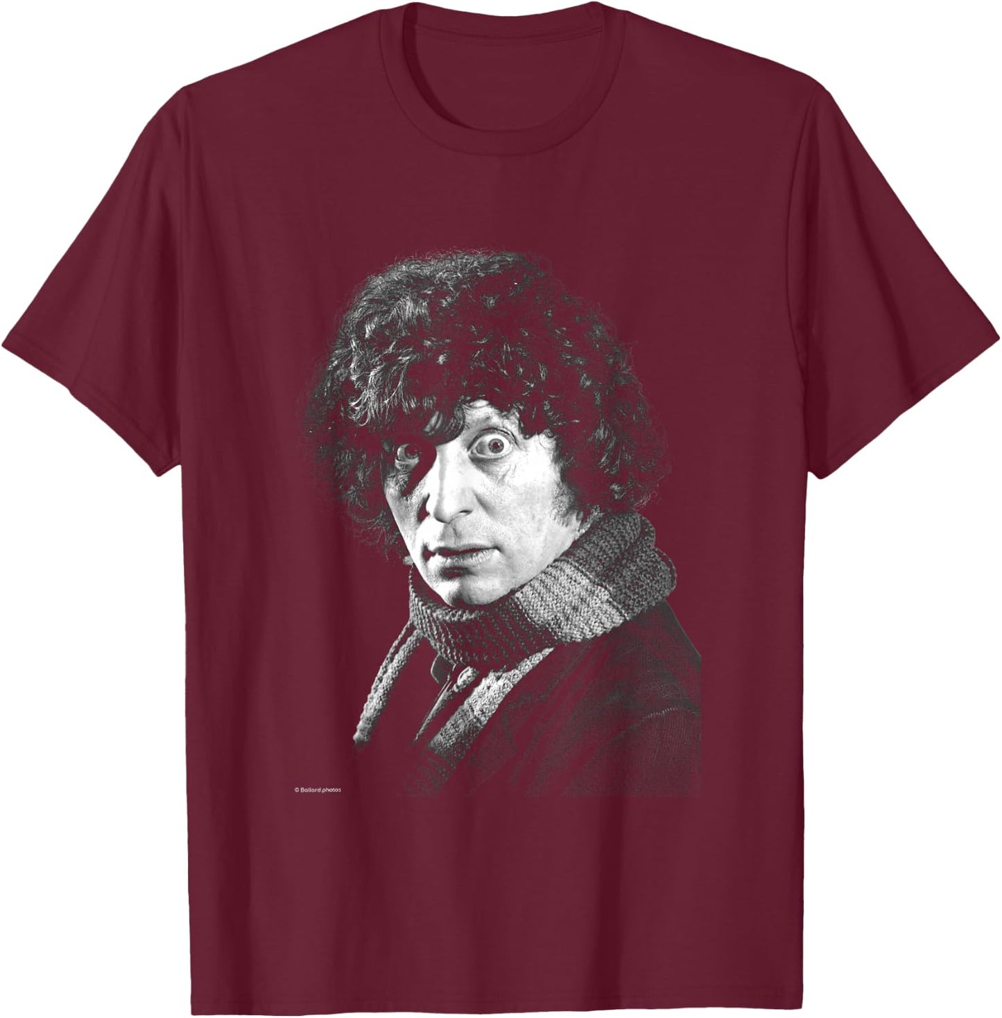 Doctor Who Actor Tom Baker Staring Black & White T-Shirt - T-Shirt | Maroon