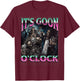 Gooning O'Clock Meme Skeleton Funny T-Shirt - T-Shirt | Maroon
