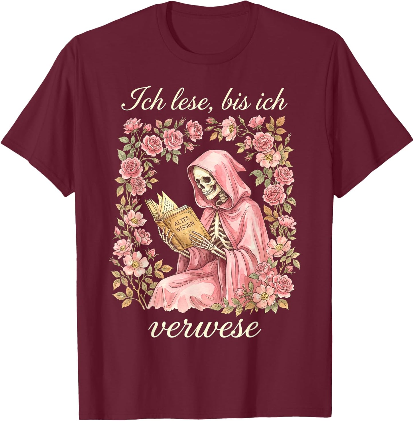 Ich lese bis ich verwese Bücherwurm Lesen T-Shirt - T-Shirt | Maroon