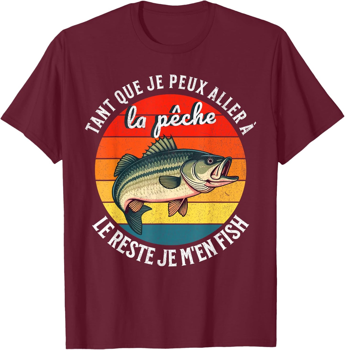 Fishing The Rest I M'en Fish For Fisherman , Black, S T-Shirt - T-Shirt | Maroon