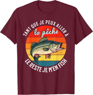 Fishing The Rest I M'en Fish For Fisherman , Black, S T-Shirt - T-Shirt | Maroon