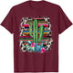 Funny Leopard Cactus Serape Cactus print Turquoise Western T-Shirt - T-Shirt | Maroon