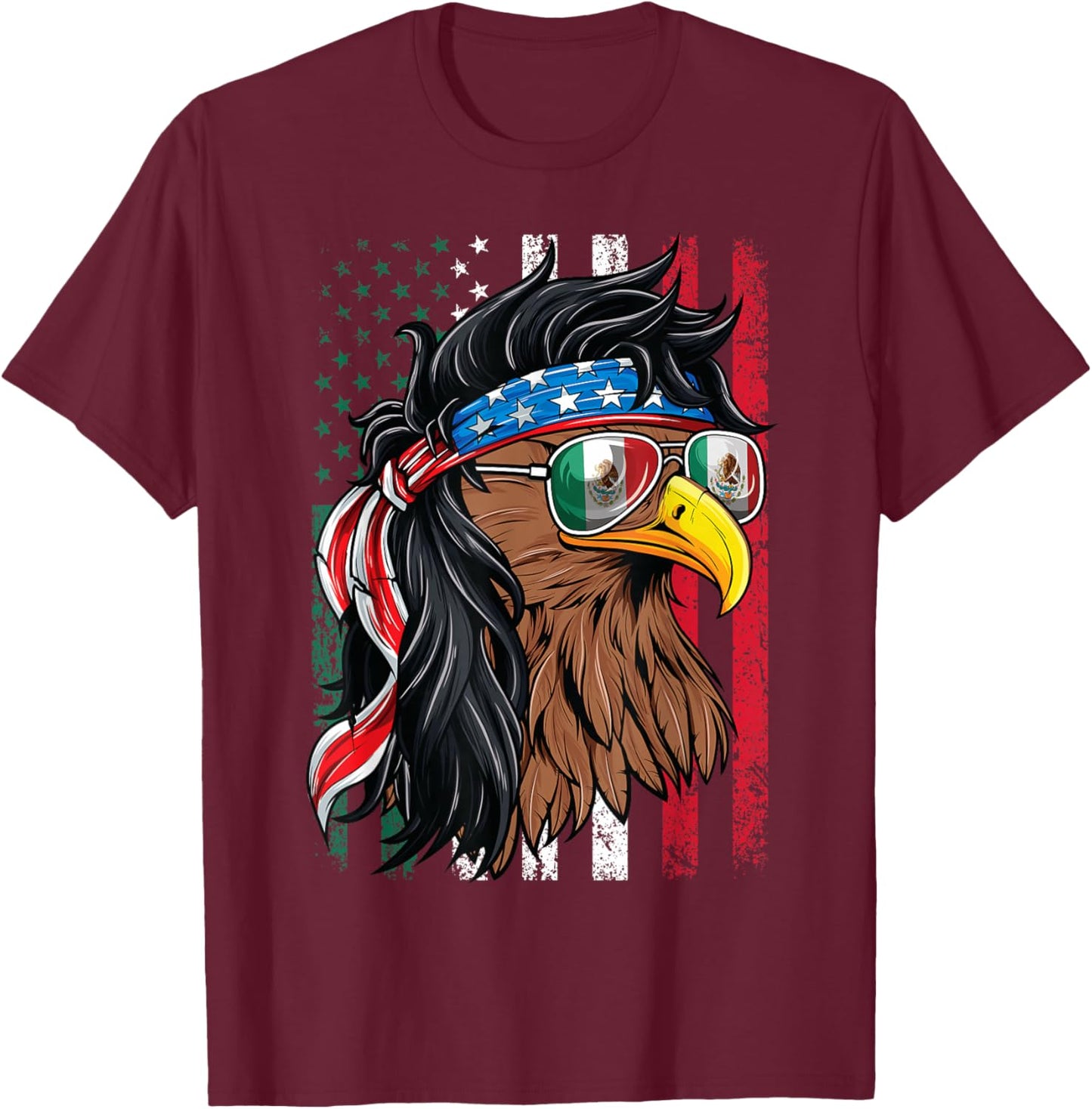 Mexican American Shirt Mexico USA Flag July 4th Mexican T-Shirt - T-Shirt | Maroon