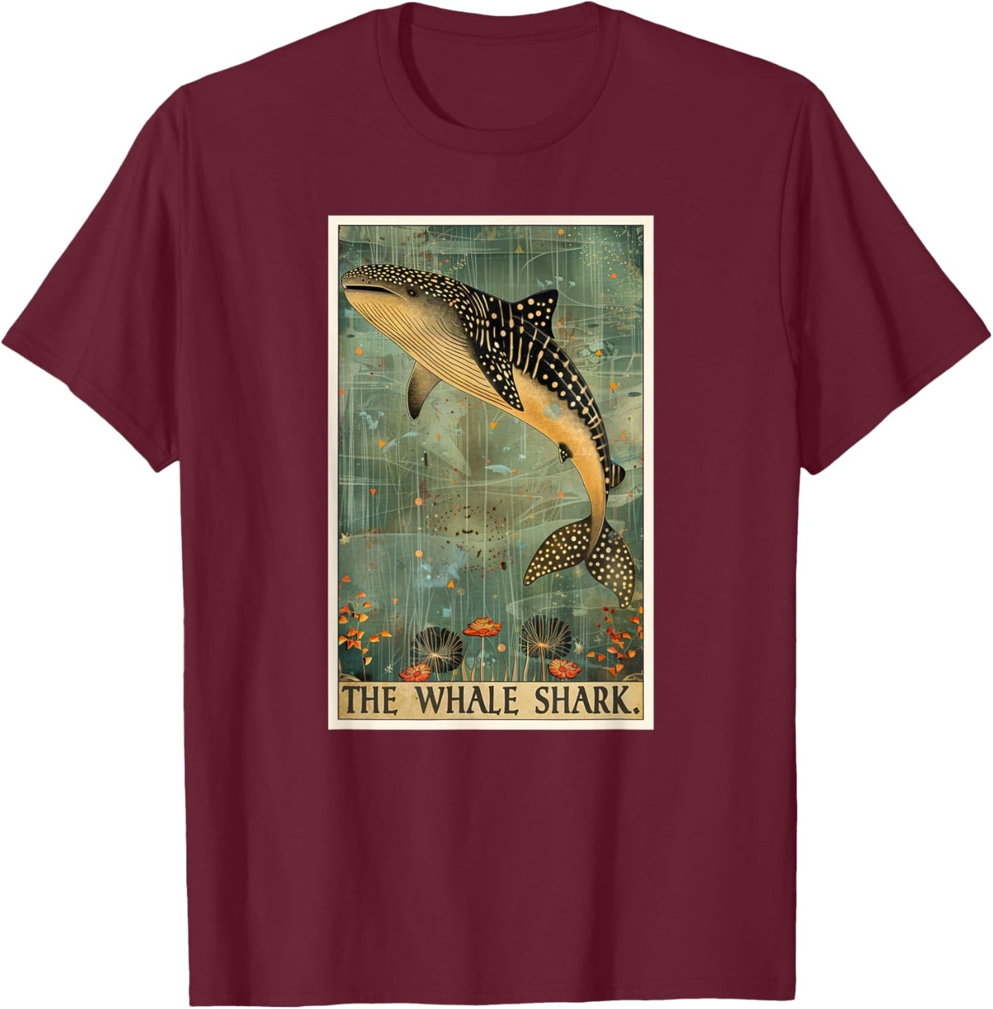 Whale Sharks Whale Shark Tarot Card T-Shirt - T-Shirt | Maroon