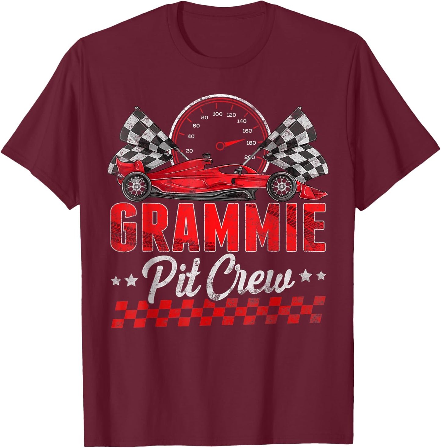 Race Car Birthday Party Racing Family Grammie Pit Crew T-Shirt - T-Shirt | Maroon