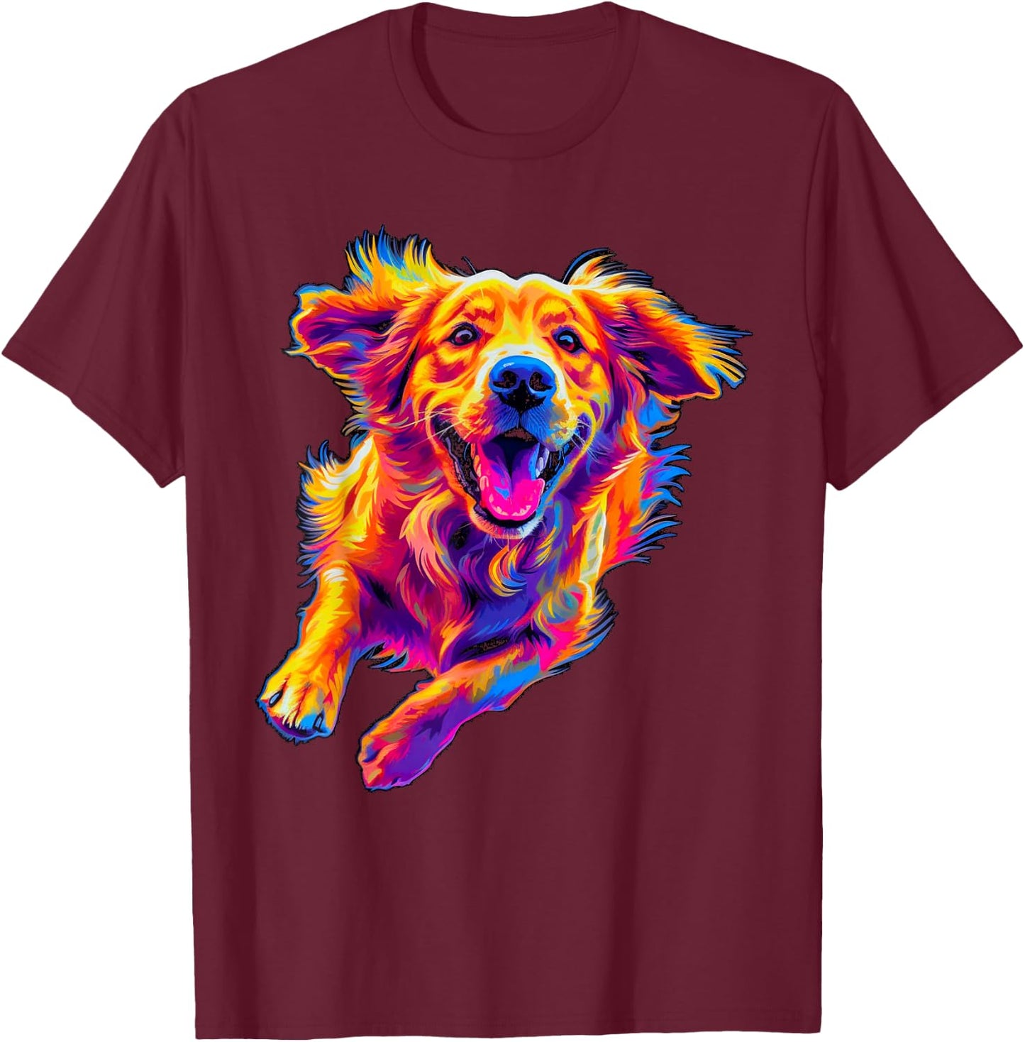 Art Design Funny Golden Retriever Dog T-Shirt - T-Shirt | Maroon
