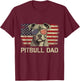 Pitbull Dad Dog Lovers American Flag 4th Of July Men T-Shirt - T-Shirt | Maroon
