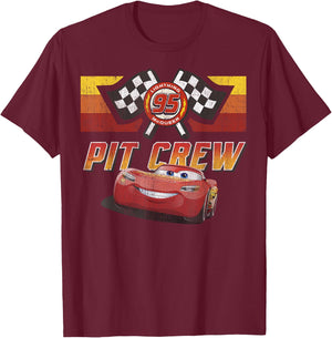 Disney Pixar Cars McQueen Pit Crew Red Distressed T-Shirt - T-Shirt | Maroon