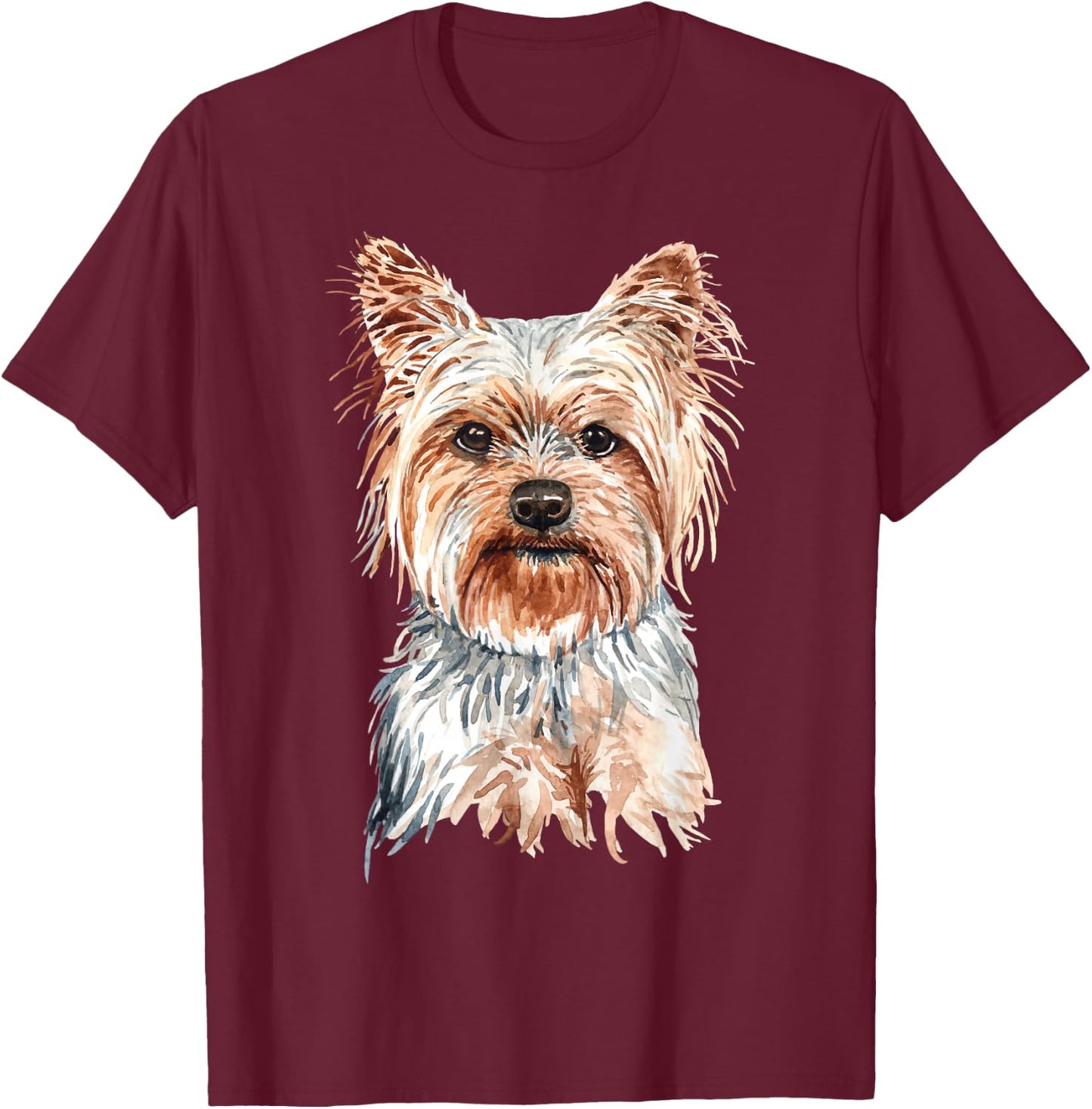 Watercolour Yorkshire Terrier Yorkie T-Shirt - T-Shirt | Maroon