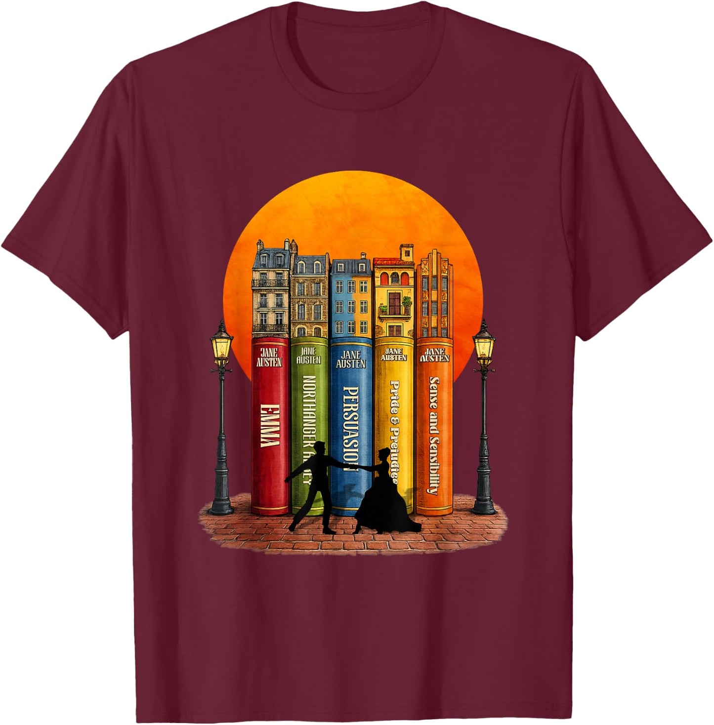 Livres Street Romance de Jane Austen T-Shirt - T-Shirt | Maroon