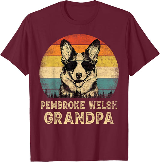 Vintage Pembroke Welsh Corgi Grandpa Dog Lovers Father's Day Women T-Shirt - T-Shirt | Maroon