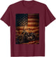 Motorcycle Adventure American Flag Motor Bike T-Shirt - T-Shirt | Maroon