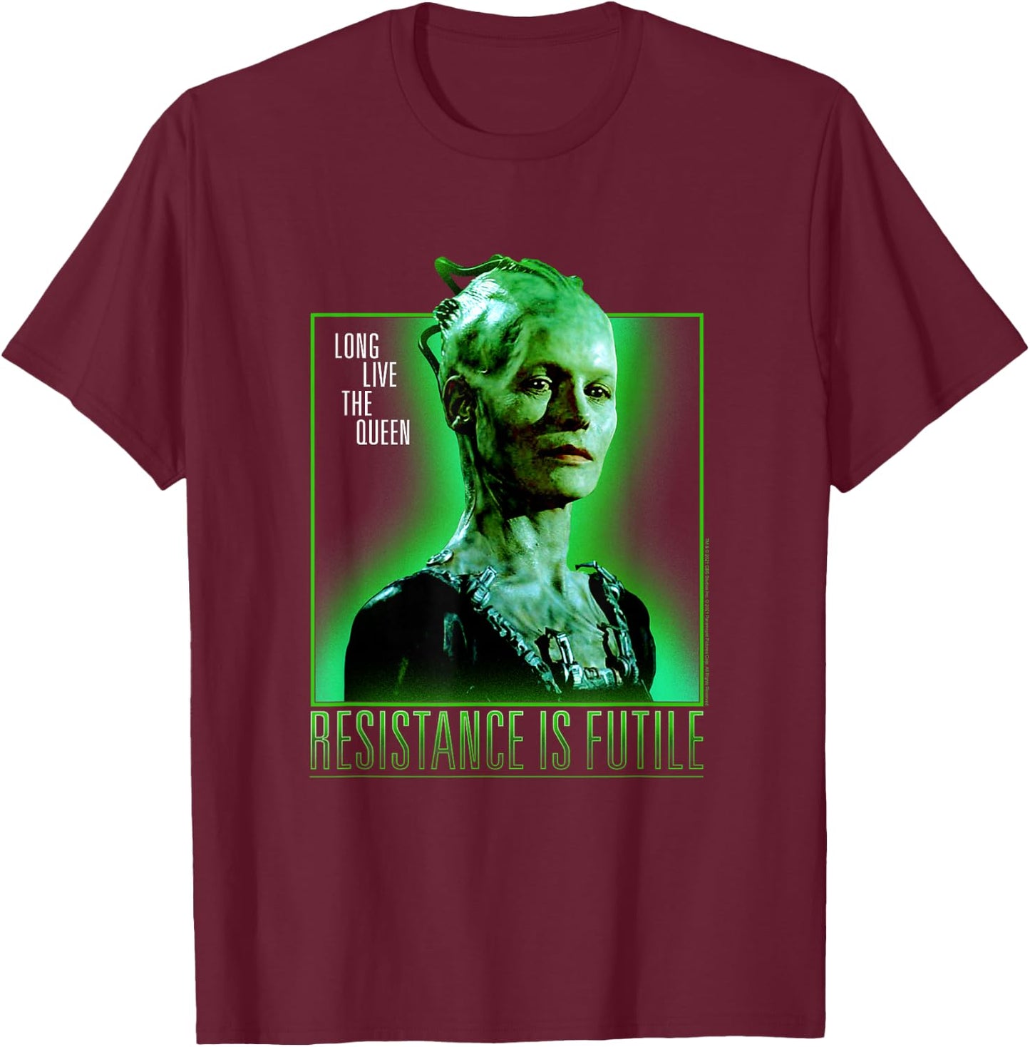 Star Trek: First Contact Day Long Live The Queen Borg T-Shirt - T-Shirt | Maroon