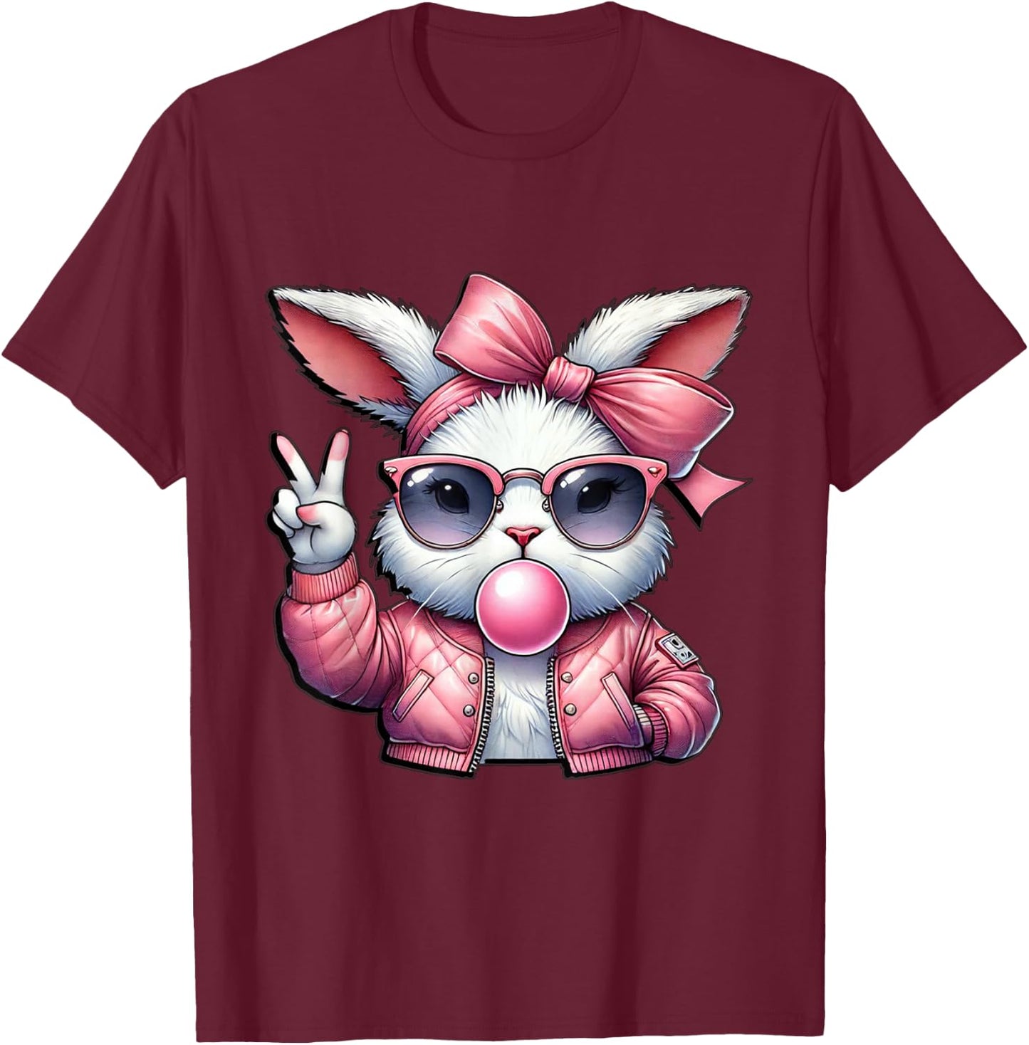 Cute Bunny Gothic Kawaii Egirl Alt Grunge Streetwear T-Shirt - T-Shirt | Maroon
