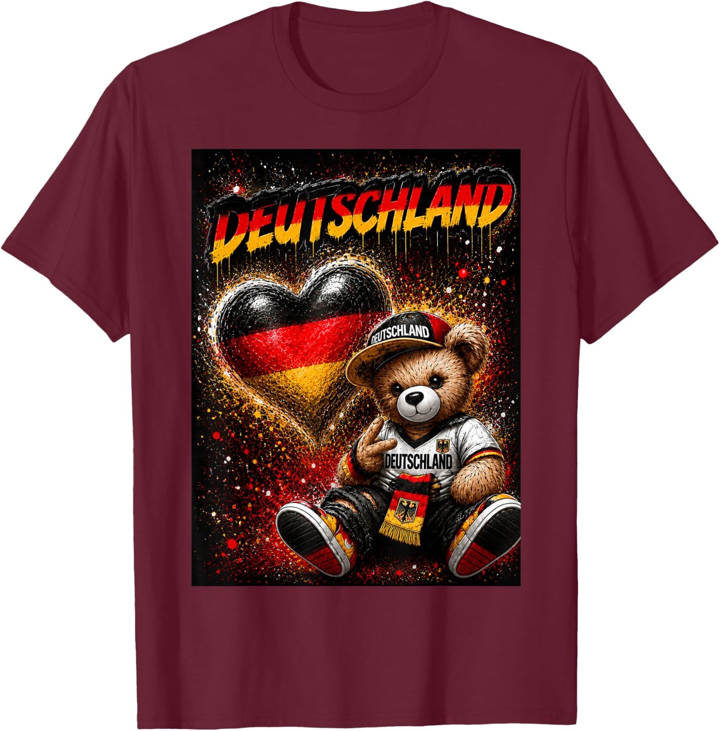 Deutschland Trikot Deutsche Flagge Germany T-Shirt - T-Shirt | Maroon