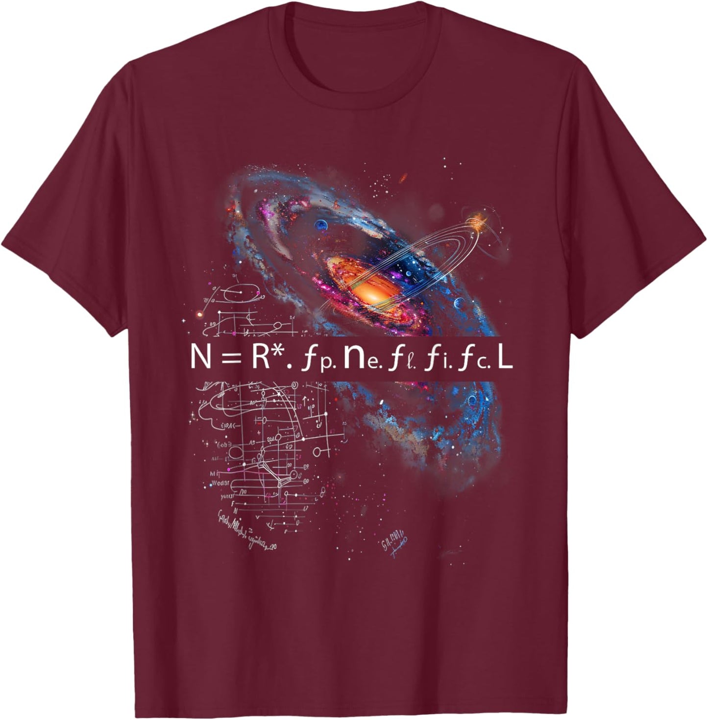 Drake Equation Estimation of Alien Civilizations , Small, Black T-Shirt - T-Shirt | Maroon