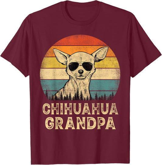 Vintage Chihuahua Grandpa Dog Lovers Father's Day T-Shirt - T-Shirt | Maroon