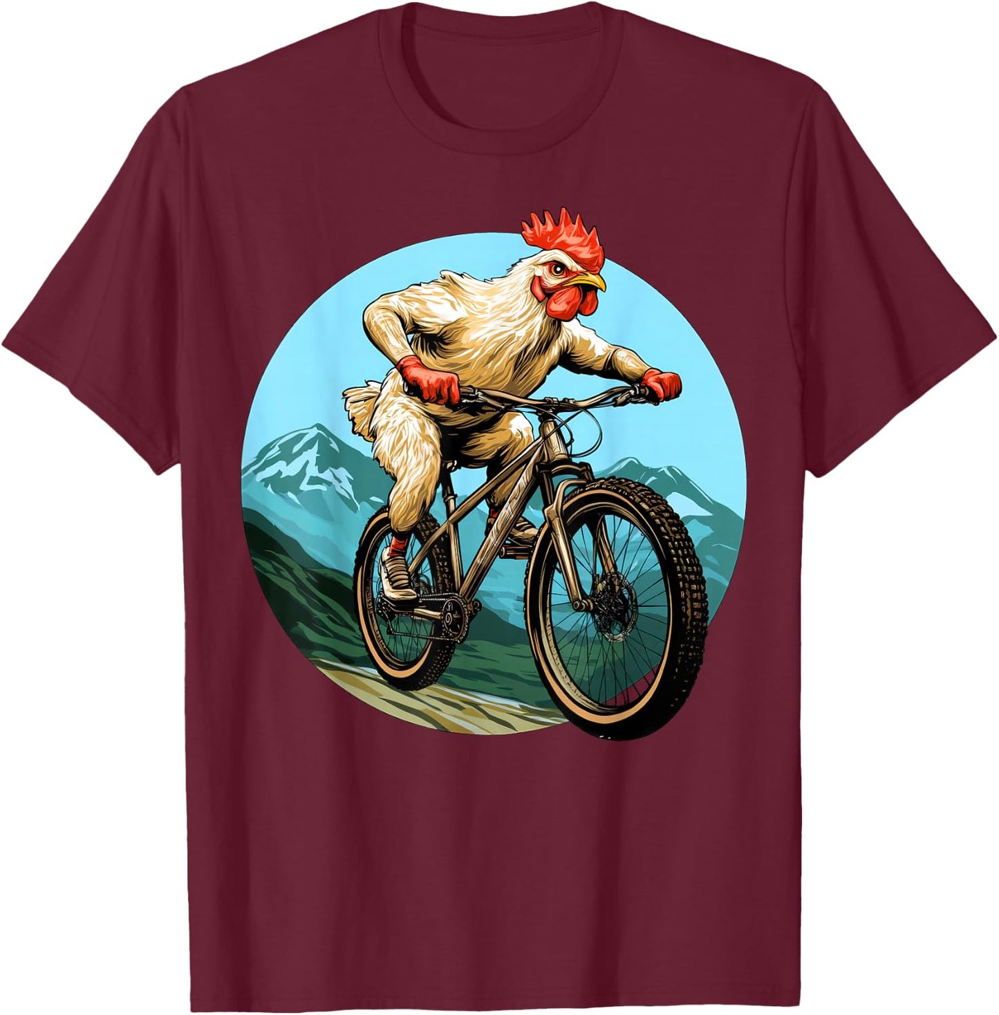Chicken Bike T-Shirt - T-Shirt | Maroon