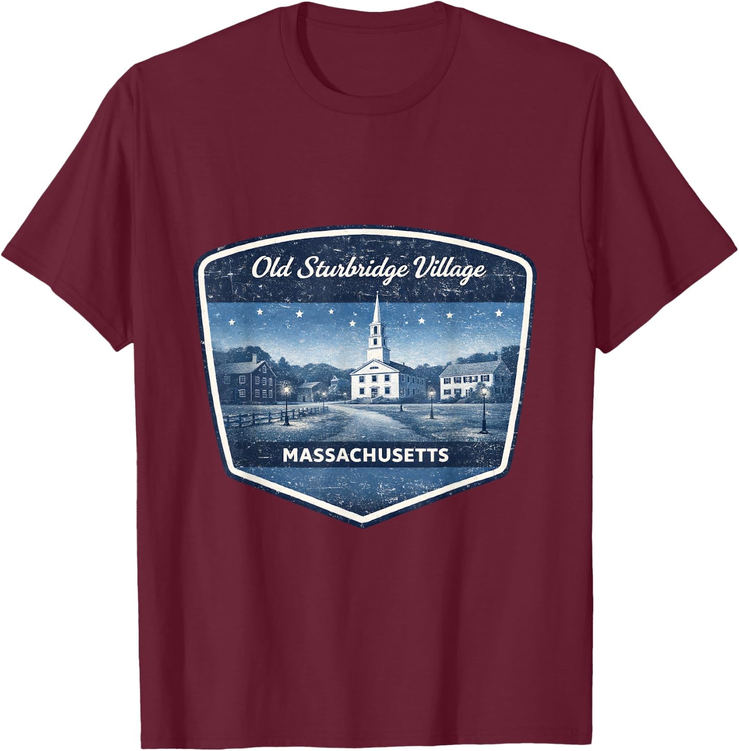 Old Sturbridge Village Massachusetts Vintage Historic Town T-Shirt - T-Shirt | Maroon