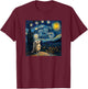 Cute Van Gogh Hedgehog Starry Night Funny Women & Men T-Shirt - T-Shirt | Maroon