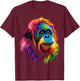 Colorful Orangutan Rainforest Great Ape Jungle Animals Black T-Shirt - T-Shirt | Maroon