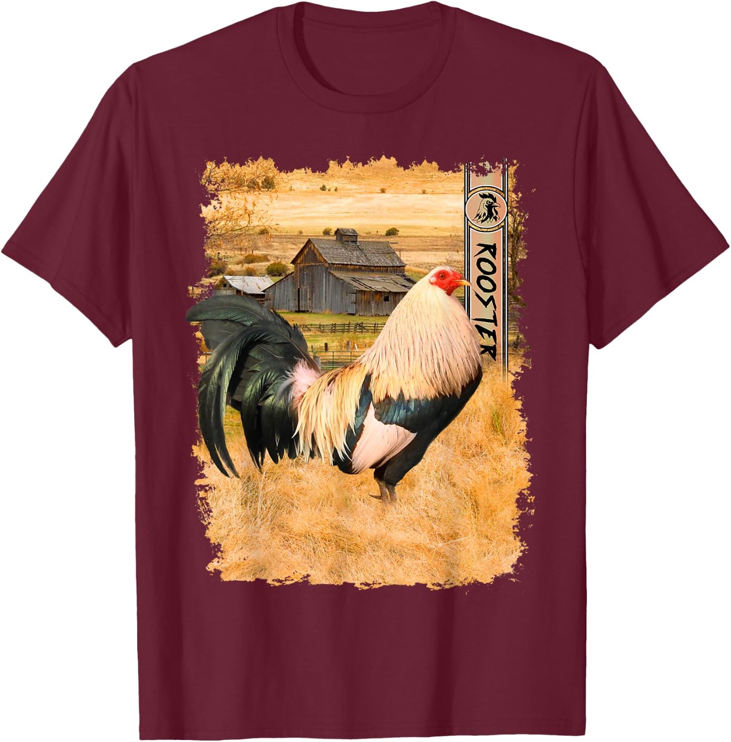 Vintage US Flag Cock Fight T-Shirt - T-Shirt | Maroon