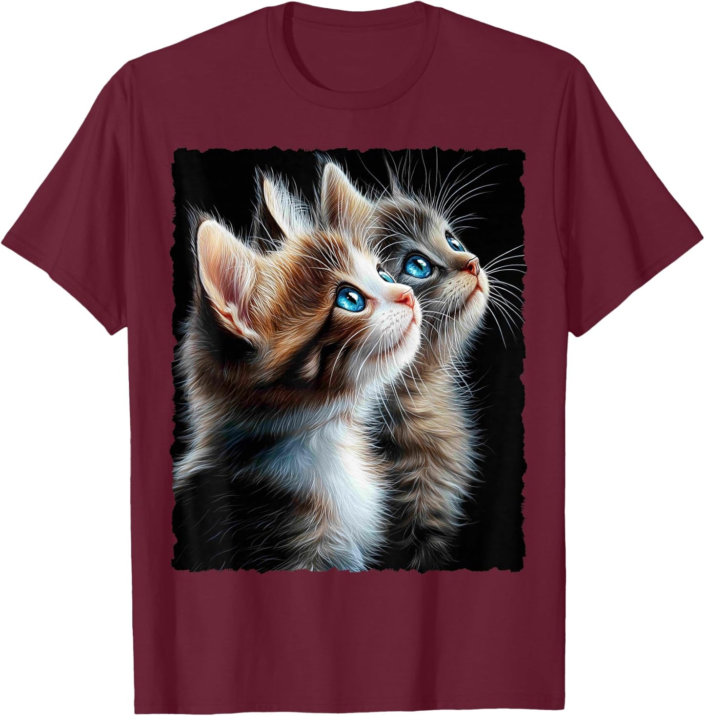 Cute Magic Cat Kitten Fantasy Art , black T-Shirt - T-Shirt | Maroon