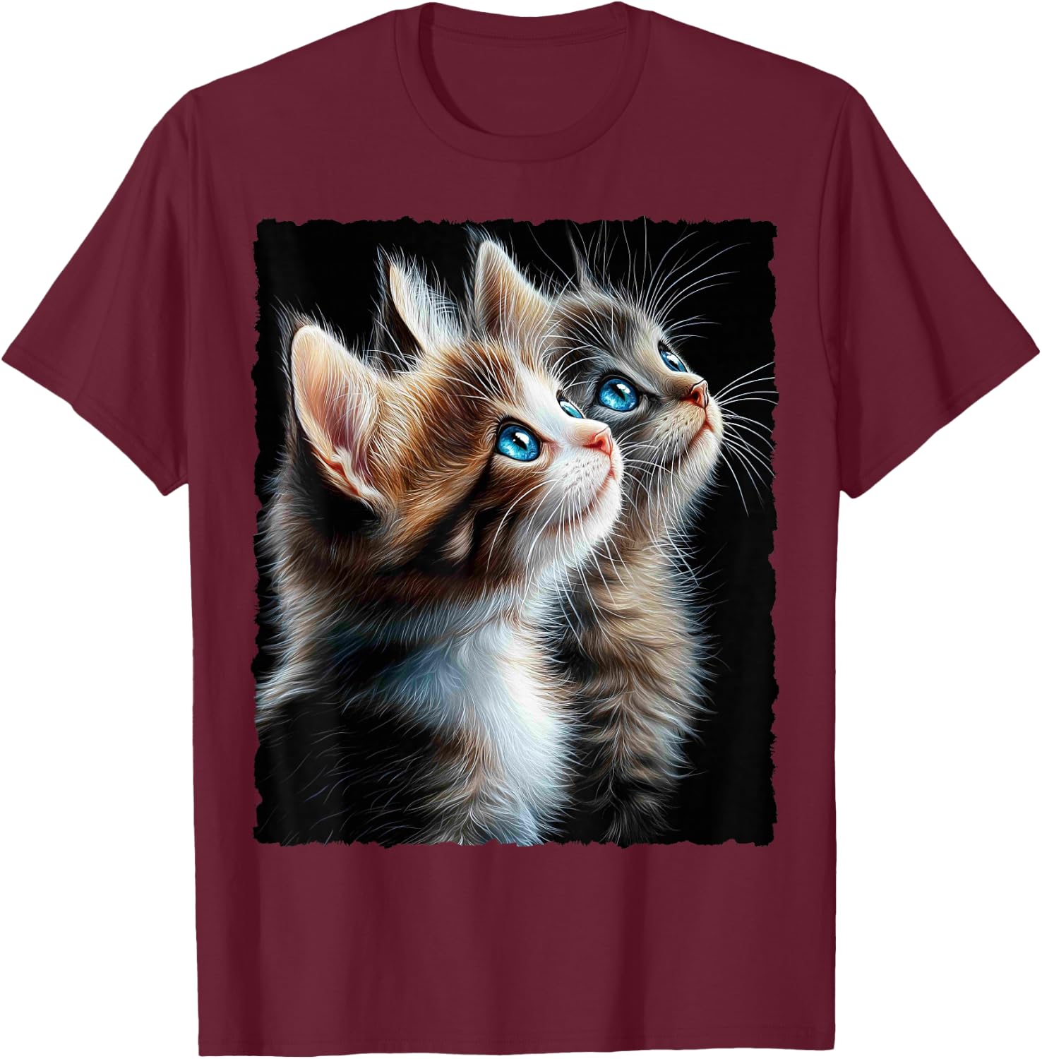 Cute Magic Cat Kitten Fantasy Art , black T-Shirt - T-Shirt | Maroon