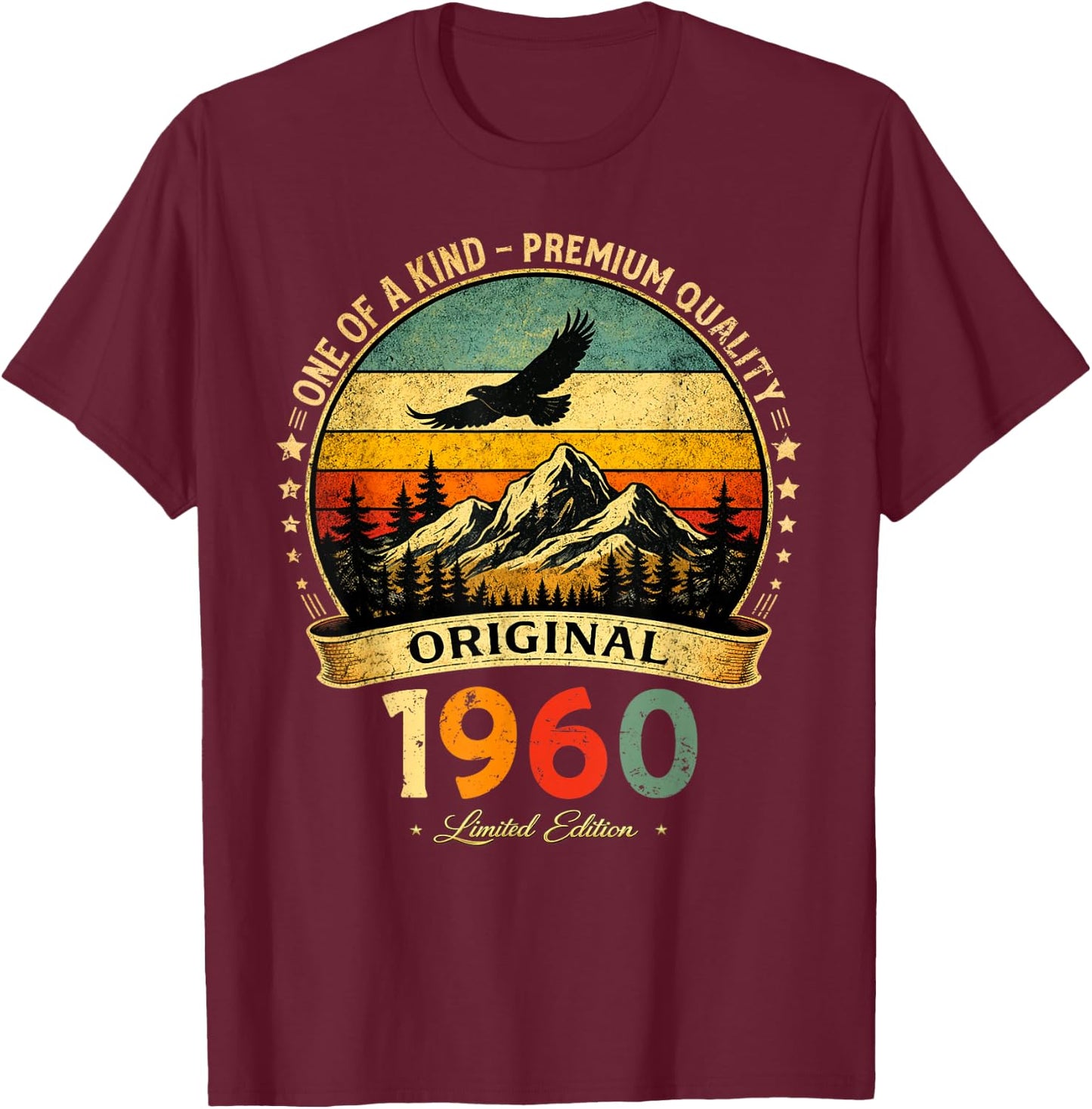 Cadeau Anniversaire 66 Ans Homme/Femme Vintage 1960 Année 66 T-Shirt - T-Shirt | Maroon