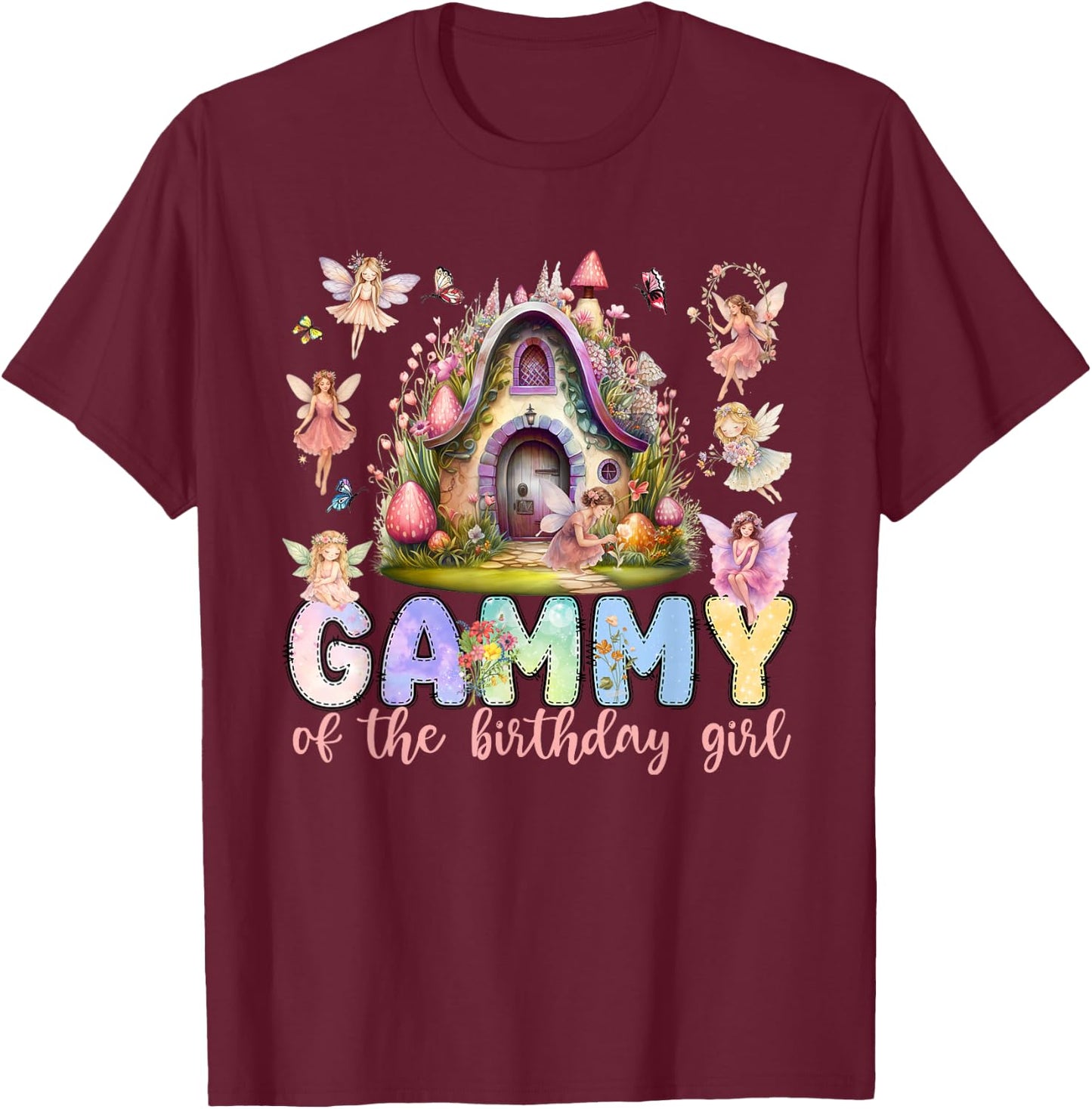 Gammy of The Birthday Fairy Little Girl Magical Family T-Shirt - T-Shirt | Maroon