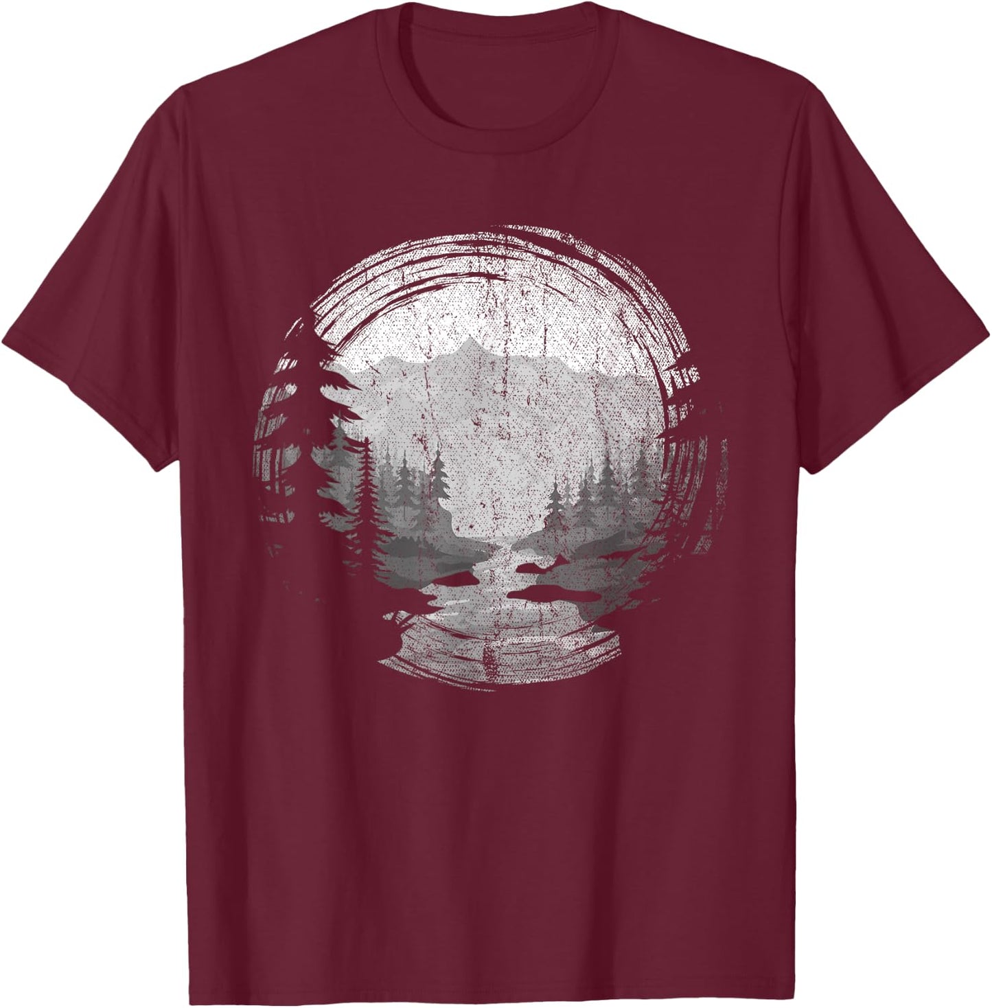 Forest Landscape Nature Lovers Outdoor Trees Nature , black T-Shirt - T-Shirt | Maroon