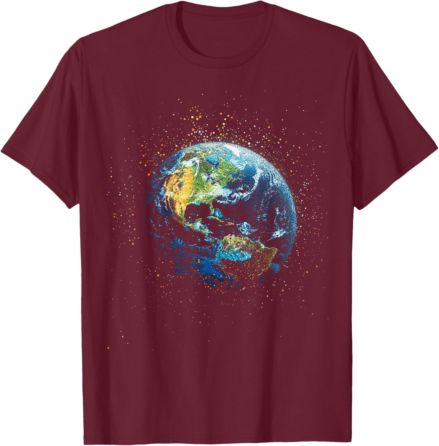 Earth Pointillism T-Shirt - T-Shirt | Maroon