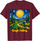 Gogh Riding Funny Cycling Van Gogh Art Bike T-Shirt - T-Shirt | Maroon